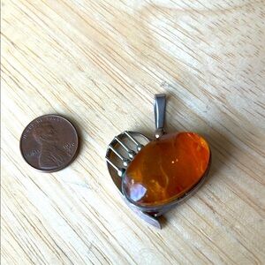 Baltic Amber and Silver Heart Pendant